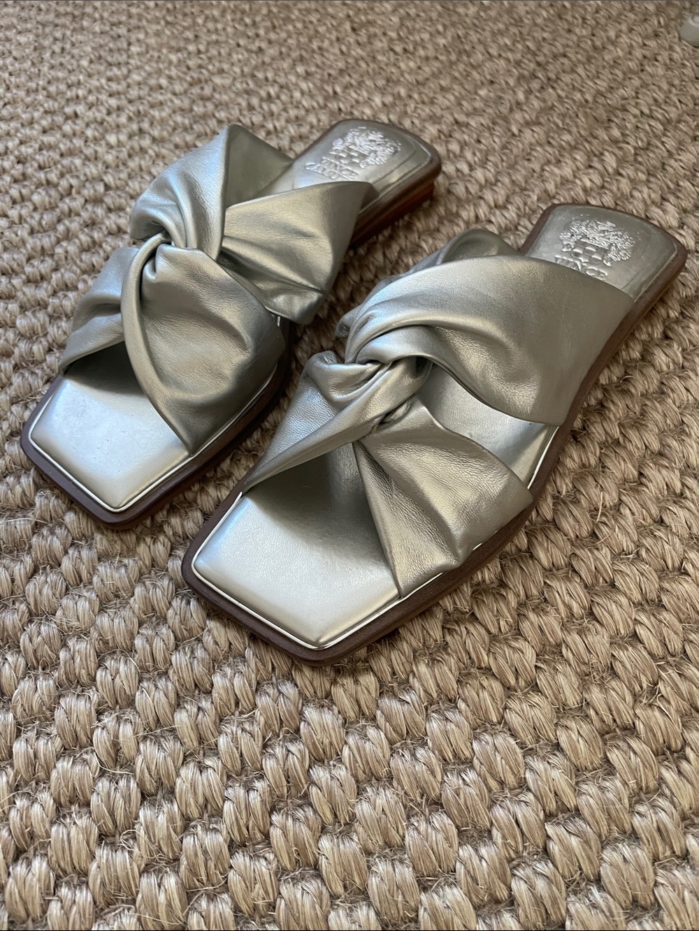 Vince Camuto Silver Knot-Detail Slide Sandals